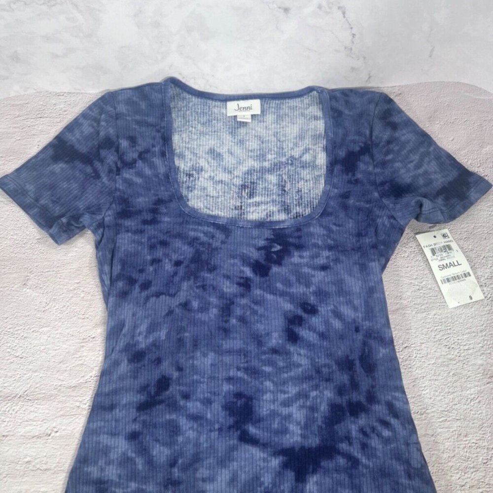 Jenni Tie Dye Square Neck Ribbed Body Suit Size Small